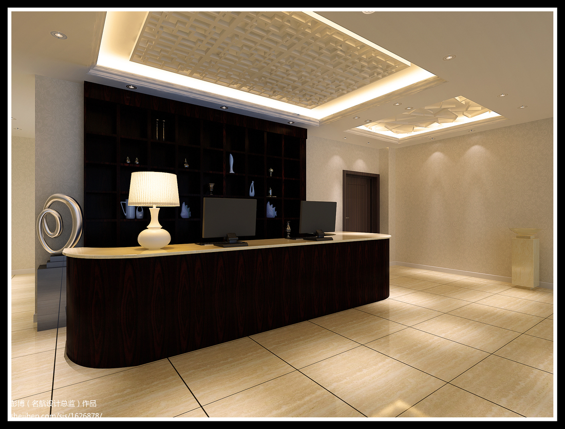 小型賓館前臺(tái)吊頂裝修效果圖 &ndash; 設(shè)計(jì)本裝修效果圖